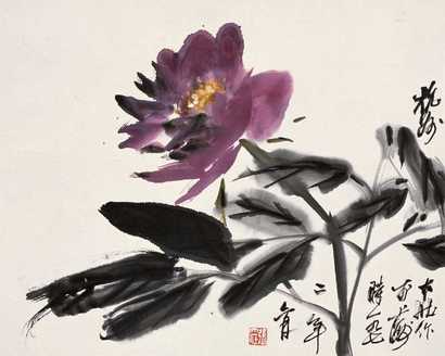 张大壮 1972年作 花卉 镜心